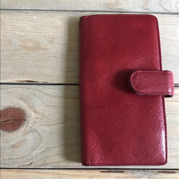 Buxton Handbags - Red leather Buxton Checkbook Wallet